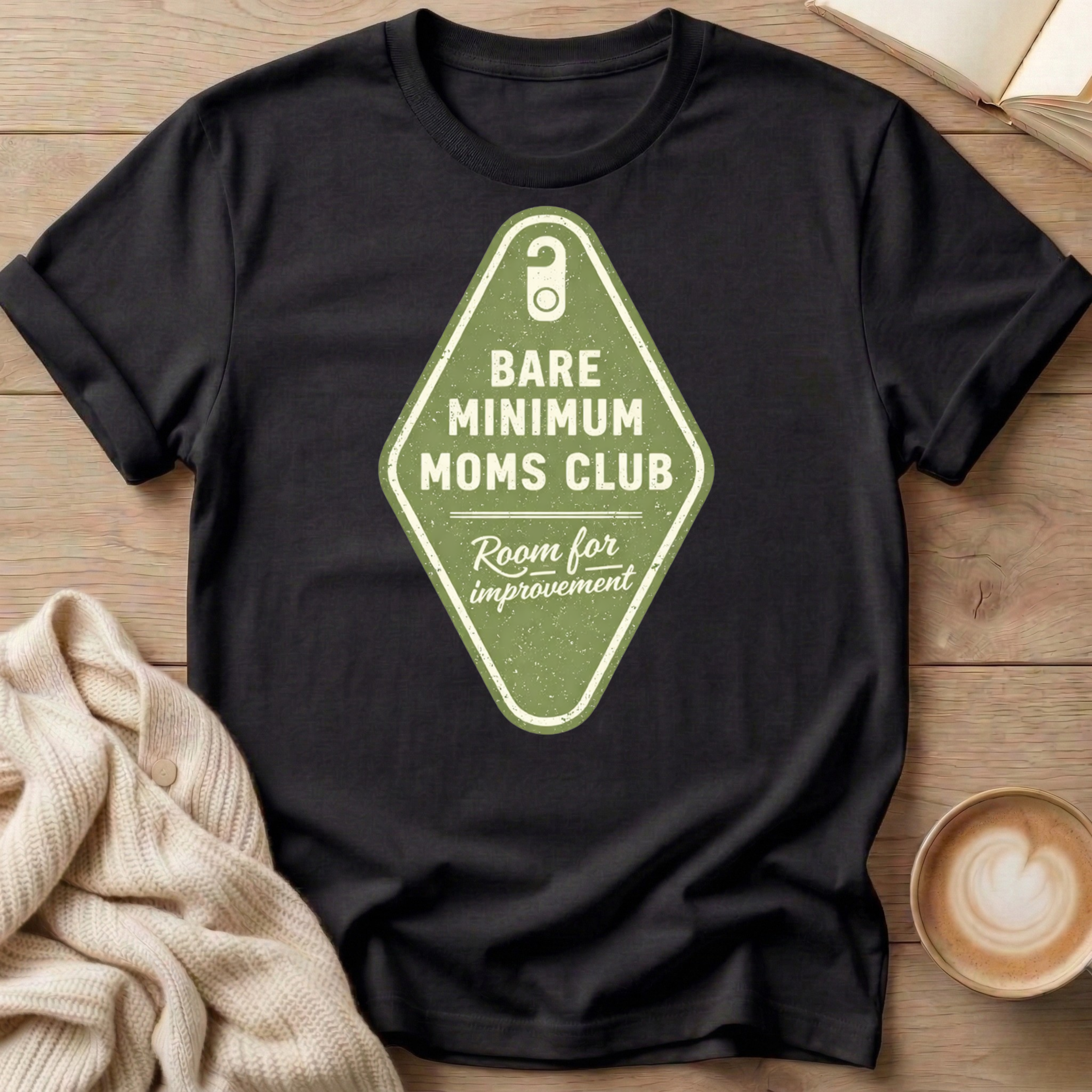 Room Tag Bare Minimum Moms Club T-Shirt