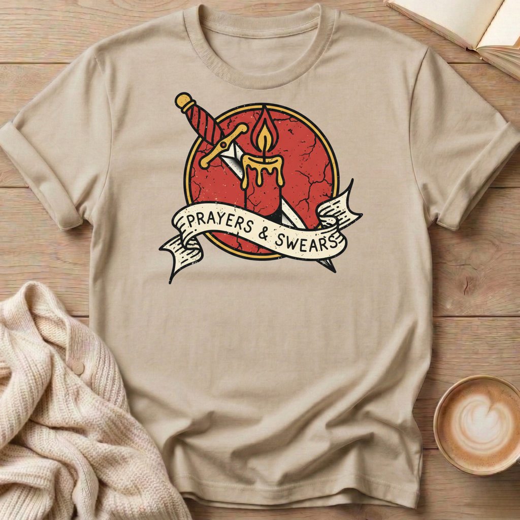 Prayers and Swears Candle Dagger T-Shirt