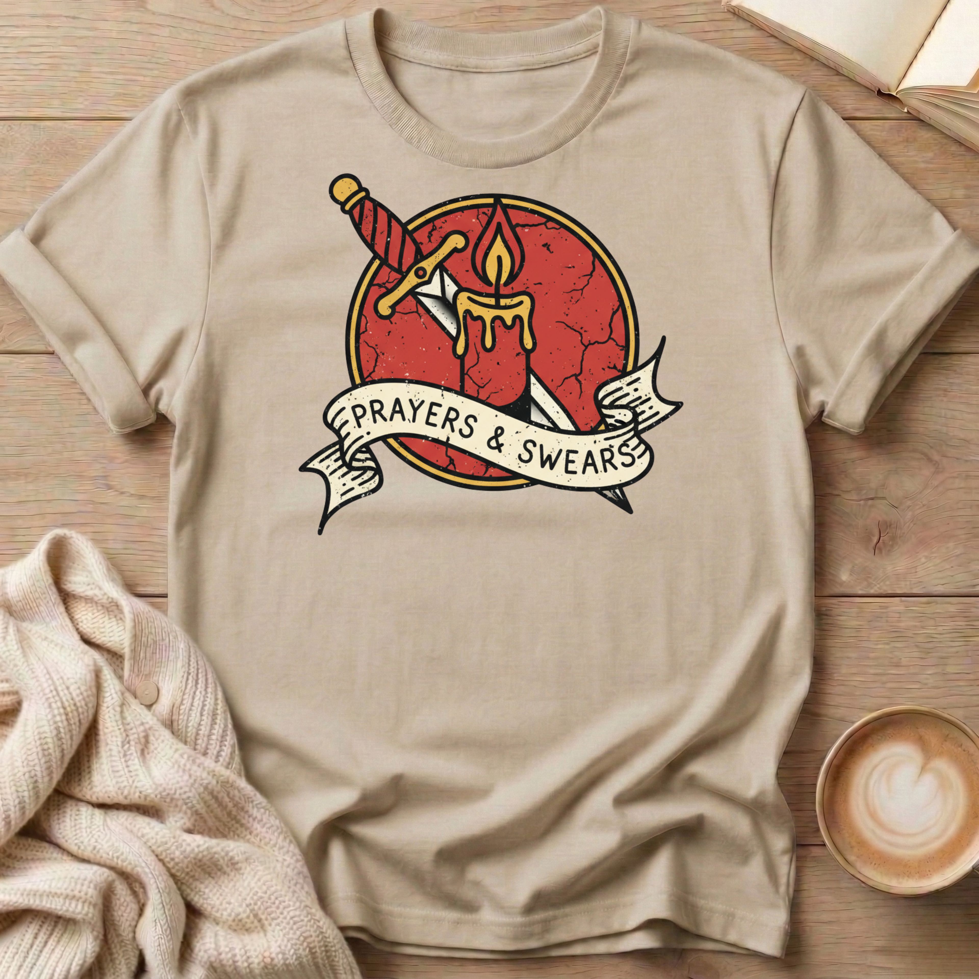 Prayers and Swears Candle Dagger T-Shirt