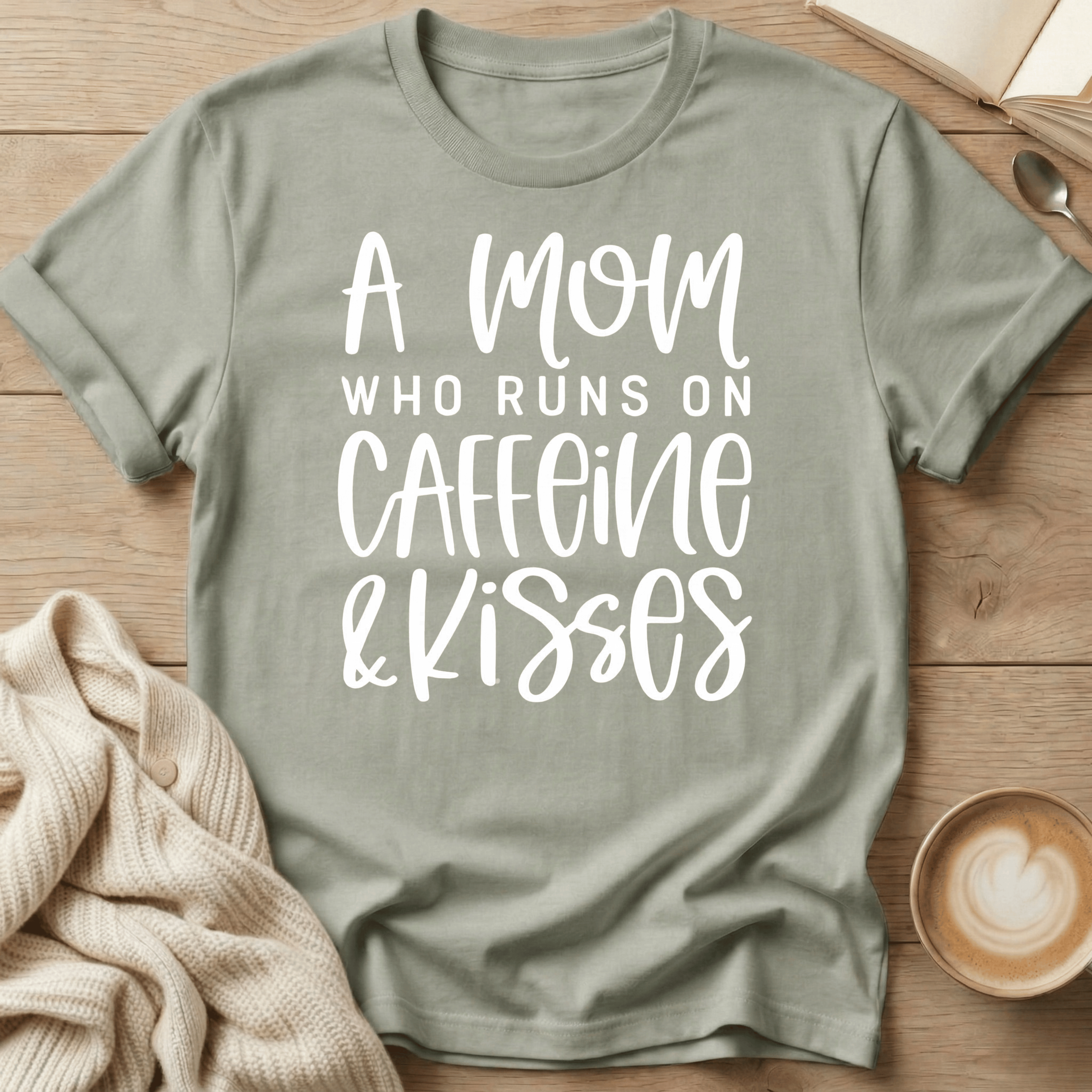 A Mom Who Runs on Caffeine & Kisses T-Shirt