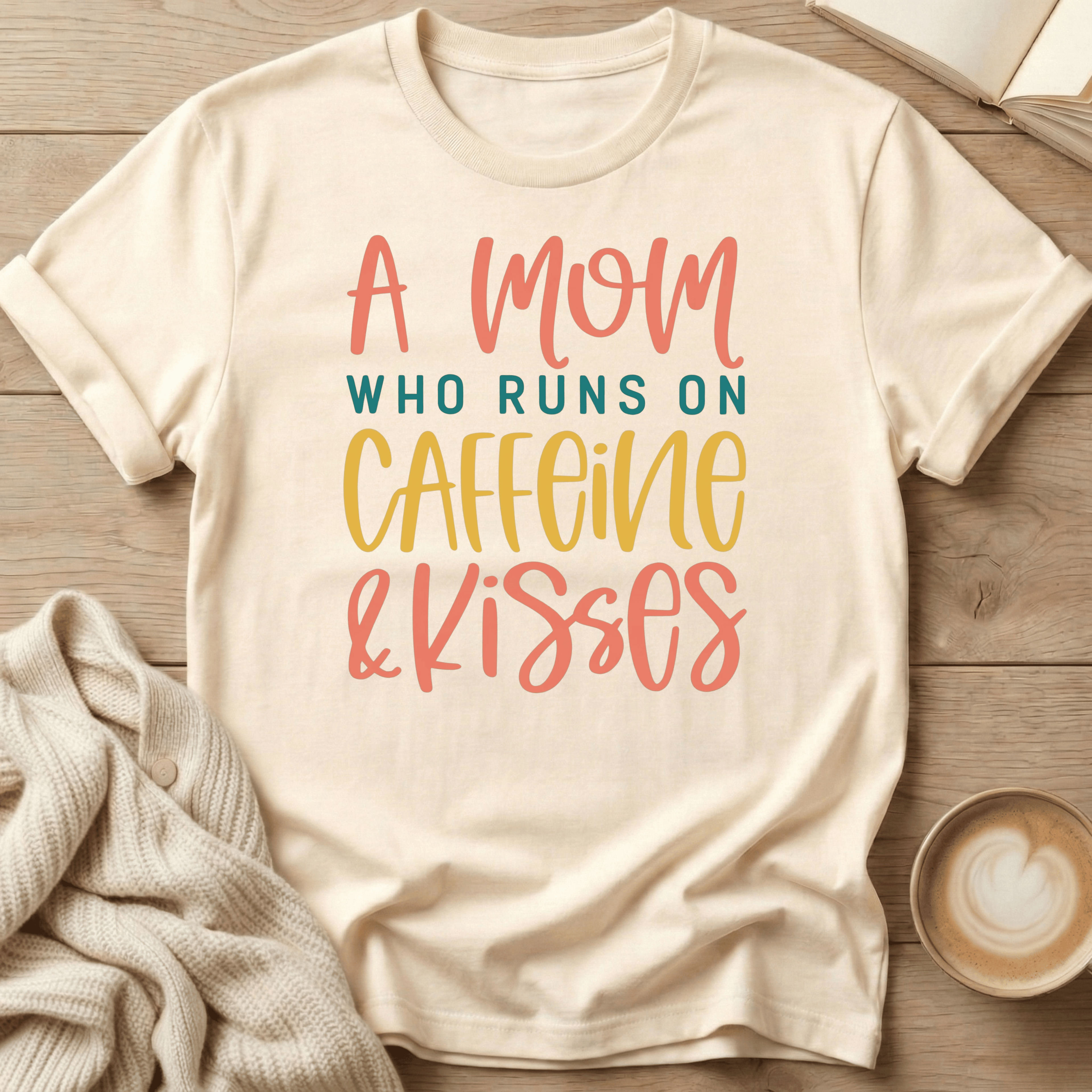 A Mom Who Runs on Caffeine & Kisses T-Shirt
