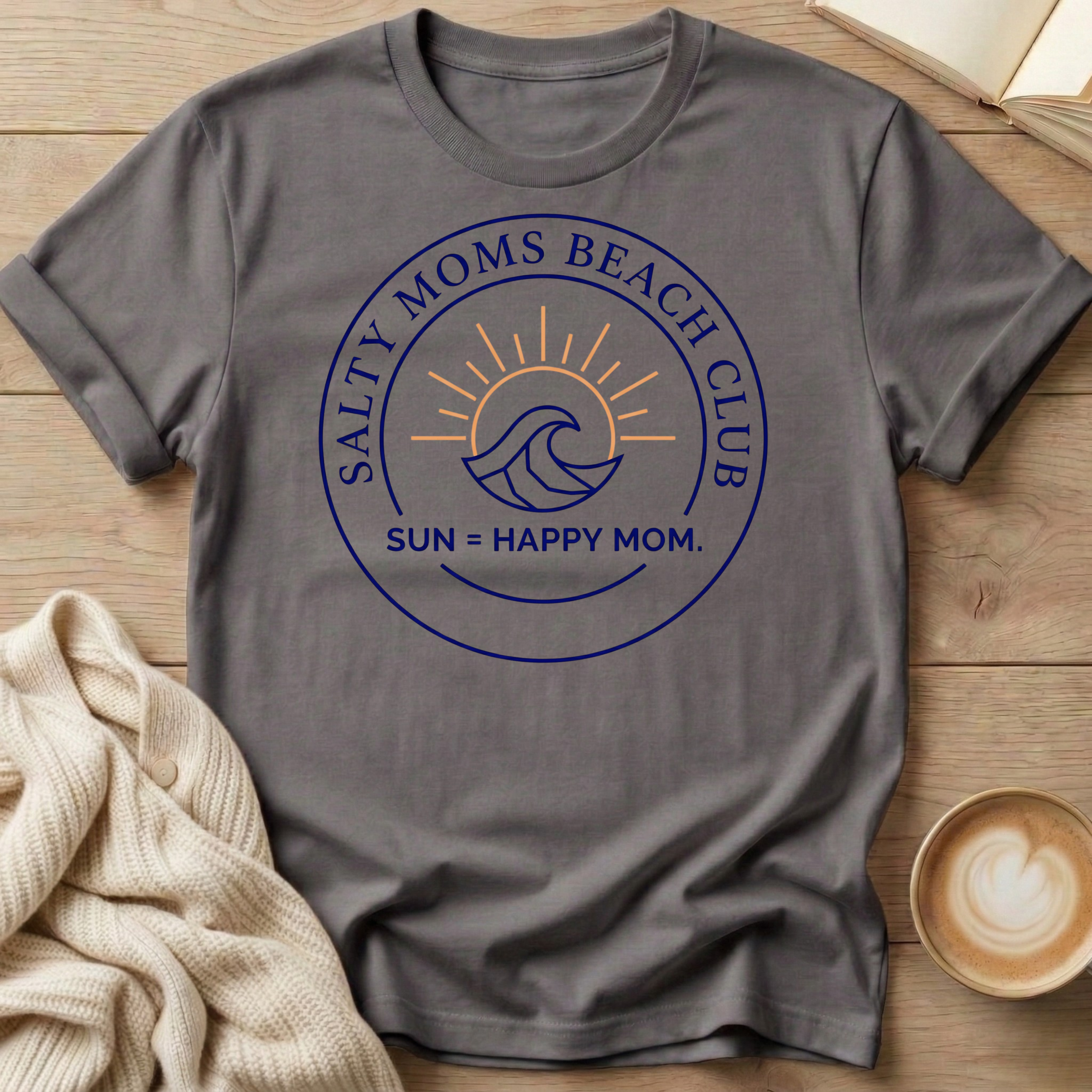 Salty Mom's Beach Club Sun = Happy Mom T-Shirt