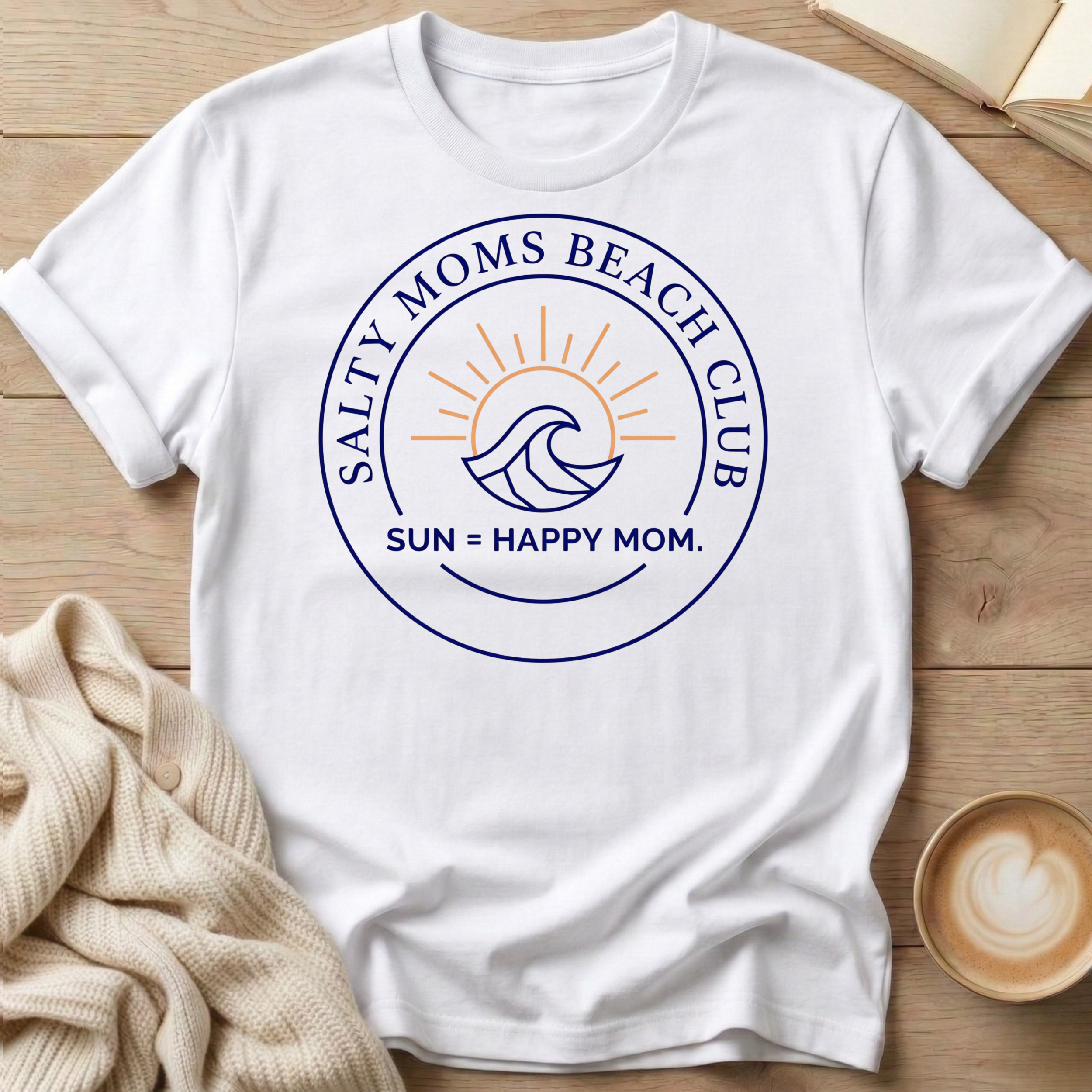 Salty Mom's Beach Club Sun = Happy Mom T-Shirt