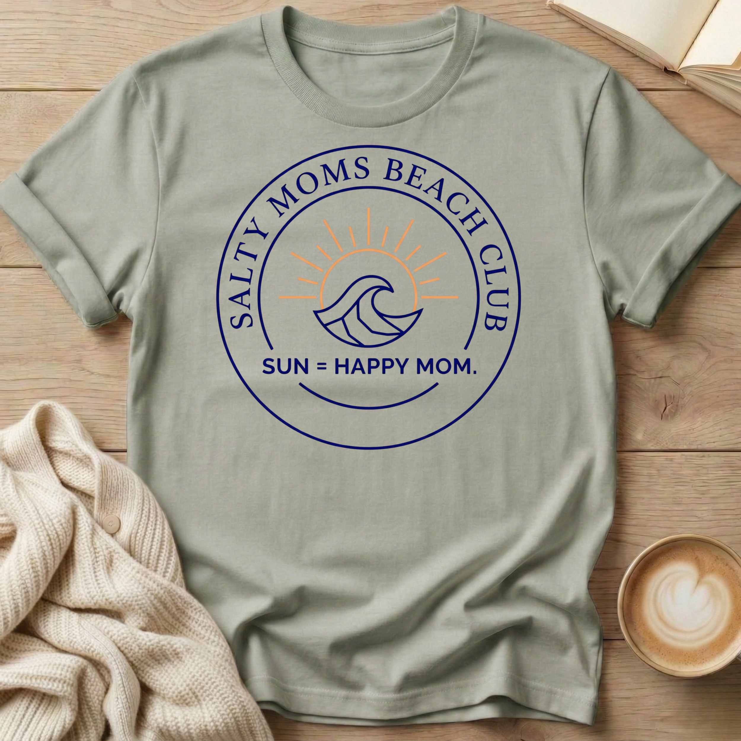 Salty Mom's Beach Club Sun = Happy Mom T-Shirt