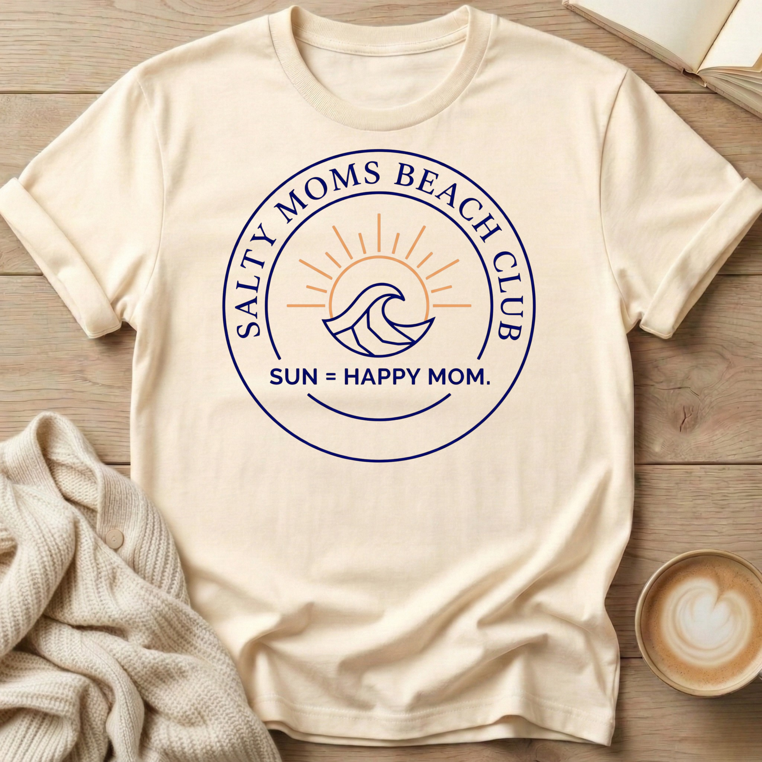 Salty Mom's Beach Club Sun = Happy Mom T-Shirt