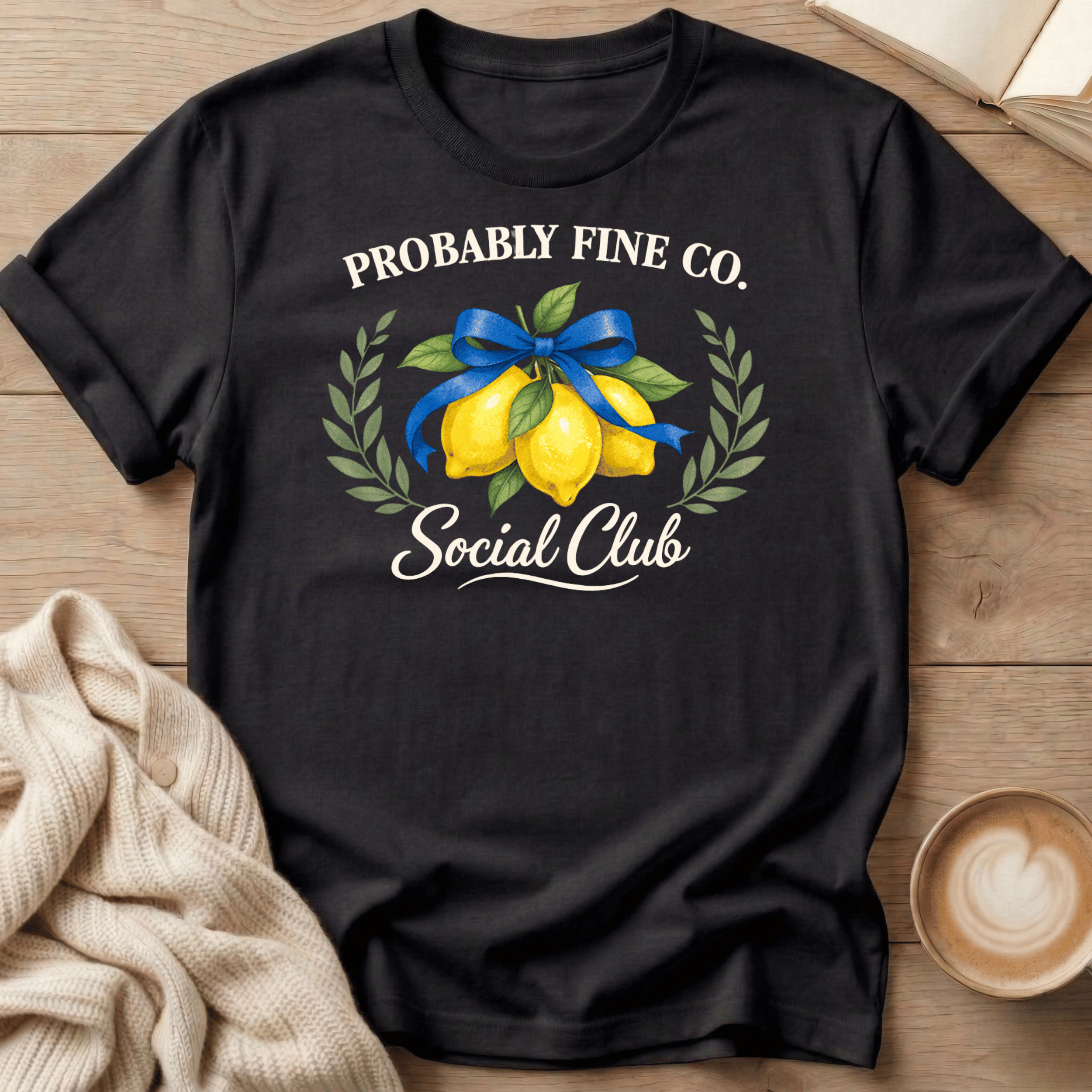 Probably Fine Co. Social Club T-Shirt – Lemon Graphic Garment-Dyed Tee