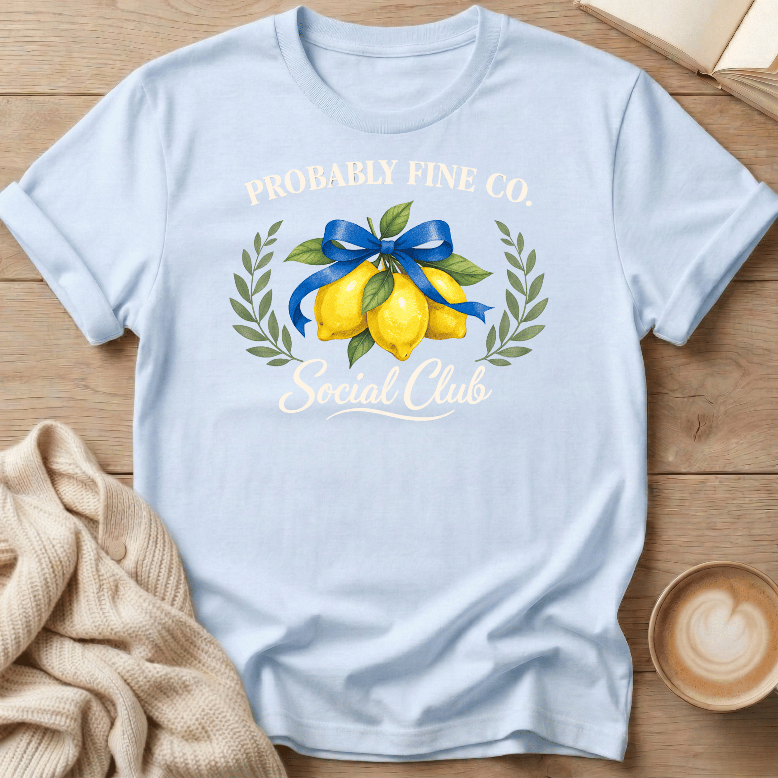 Probably Fine Co. Social Club T-Shirt – Lemon Graphic Garment-Dyed Tee