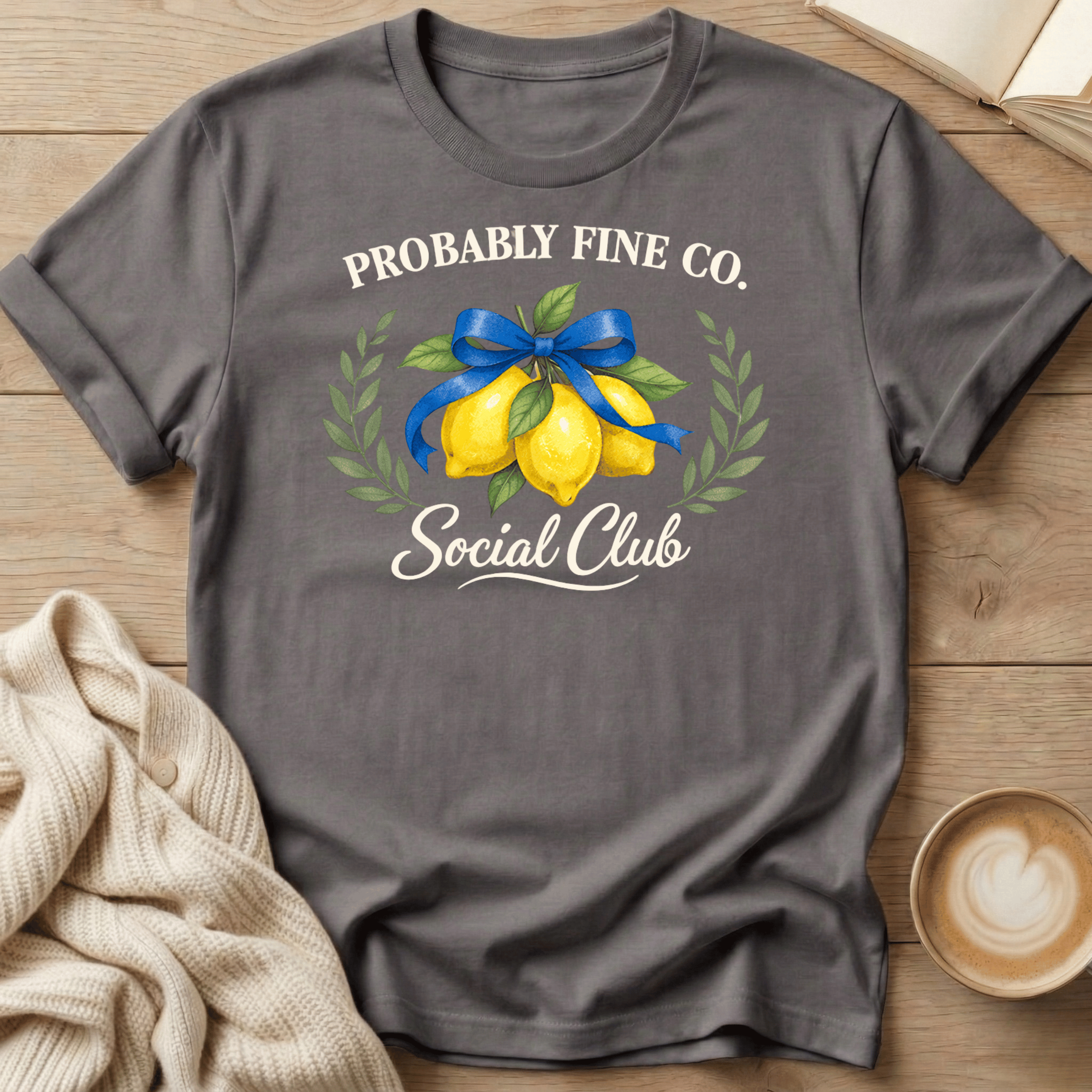 Probably Fine Co. Social Club T-Shirt – Lemon Graphic Garment-Dyed Tee