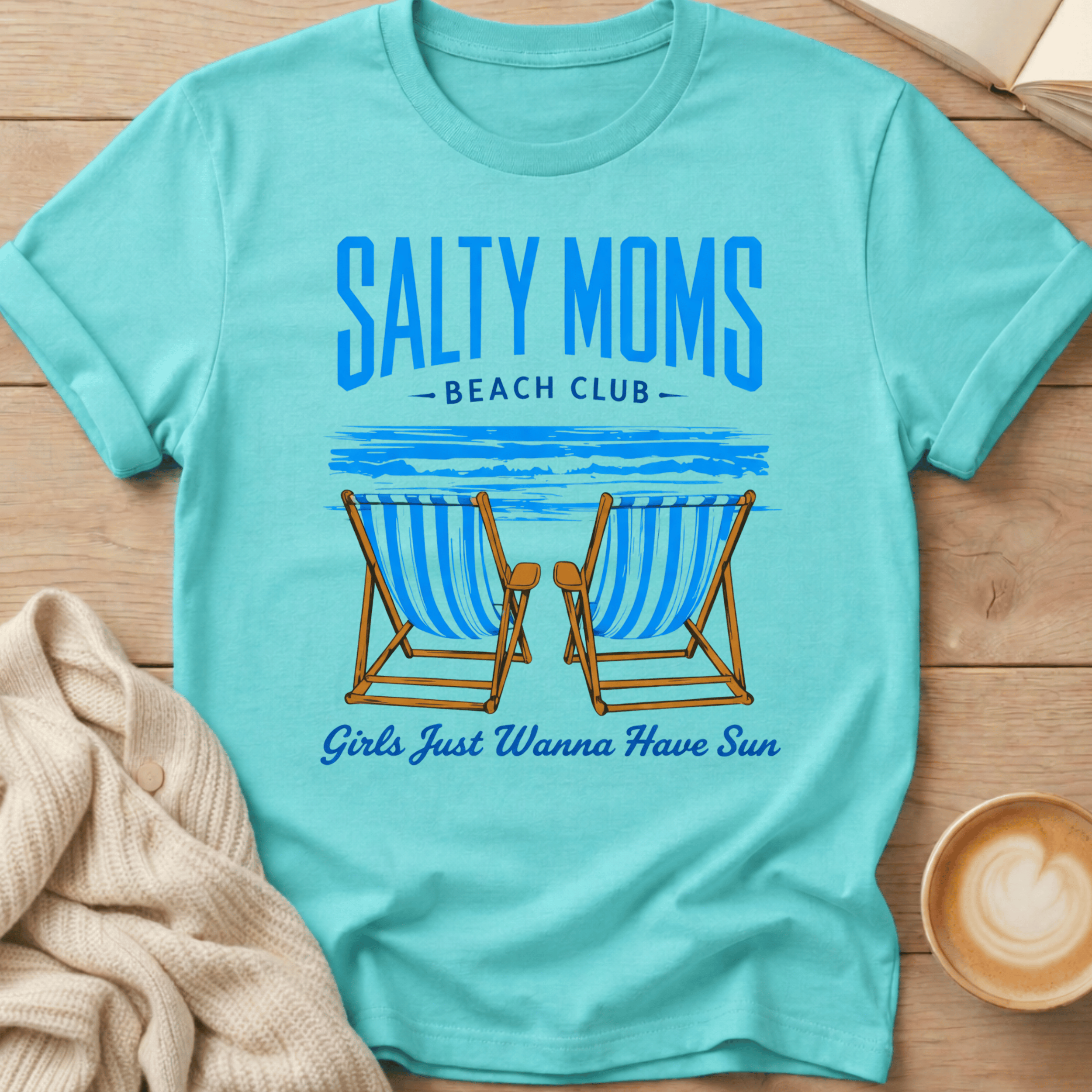Salty Moms Beach Club T-Shirt — "Girls Just Wanna Have Sun"