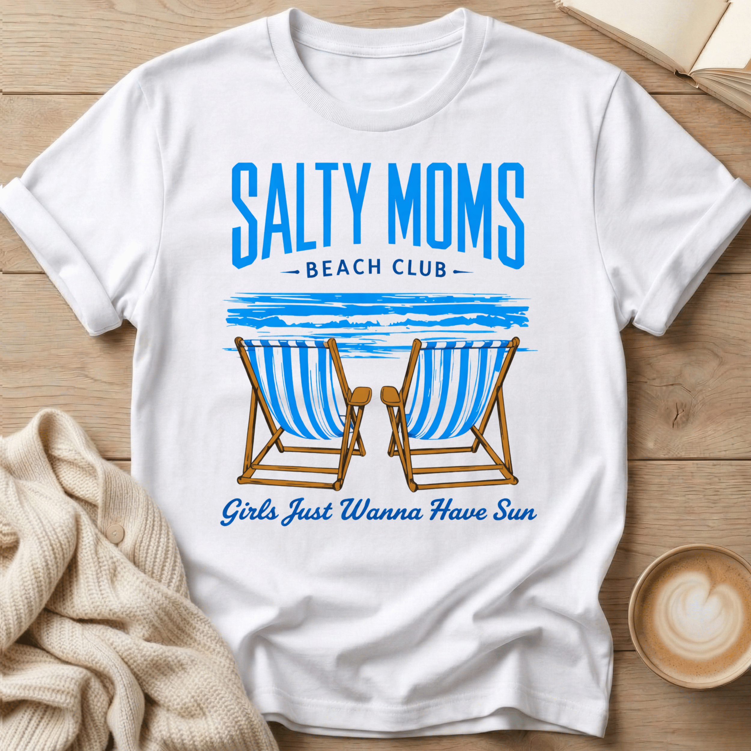 Salty Moms Beach Club T-Shirt — "Girls Just Wanna Have Sun"