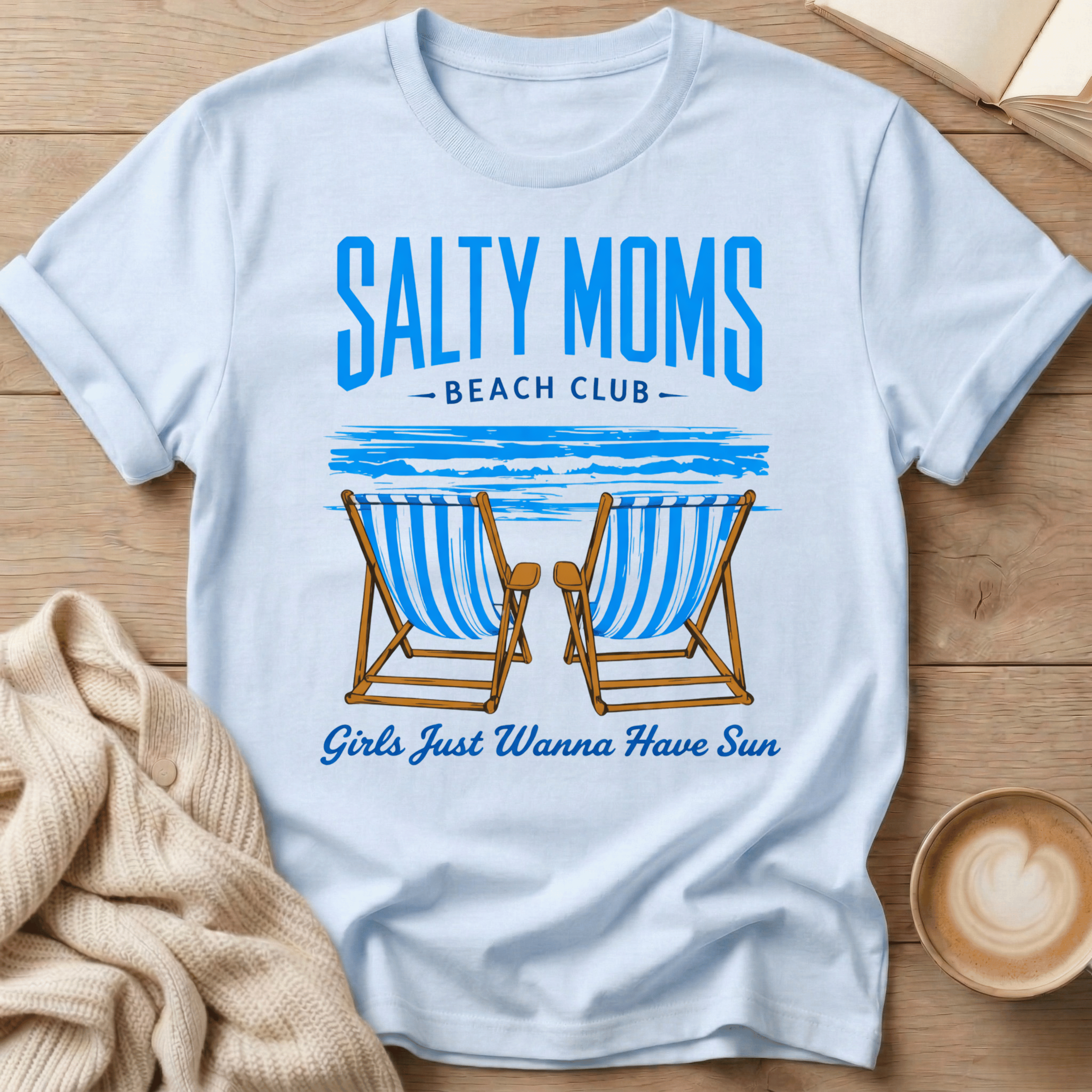 Salty Moms Beach Club T-Shirt — "Girls Just Wanna Have Sun"