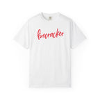 Firecracker Script T-Shirt — Bold Handwritten 4th of July Patriotic Tee