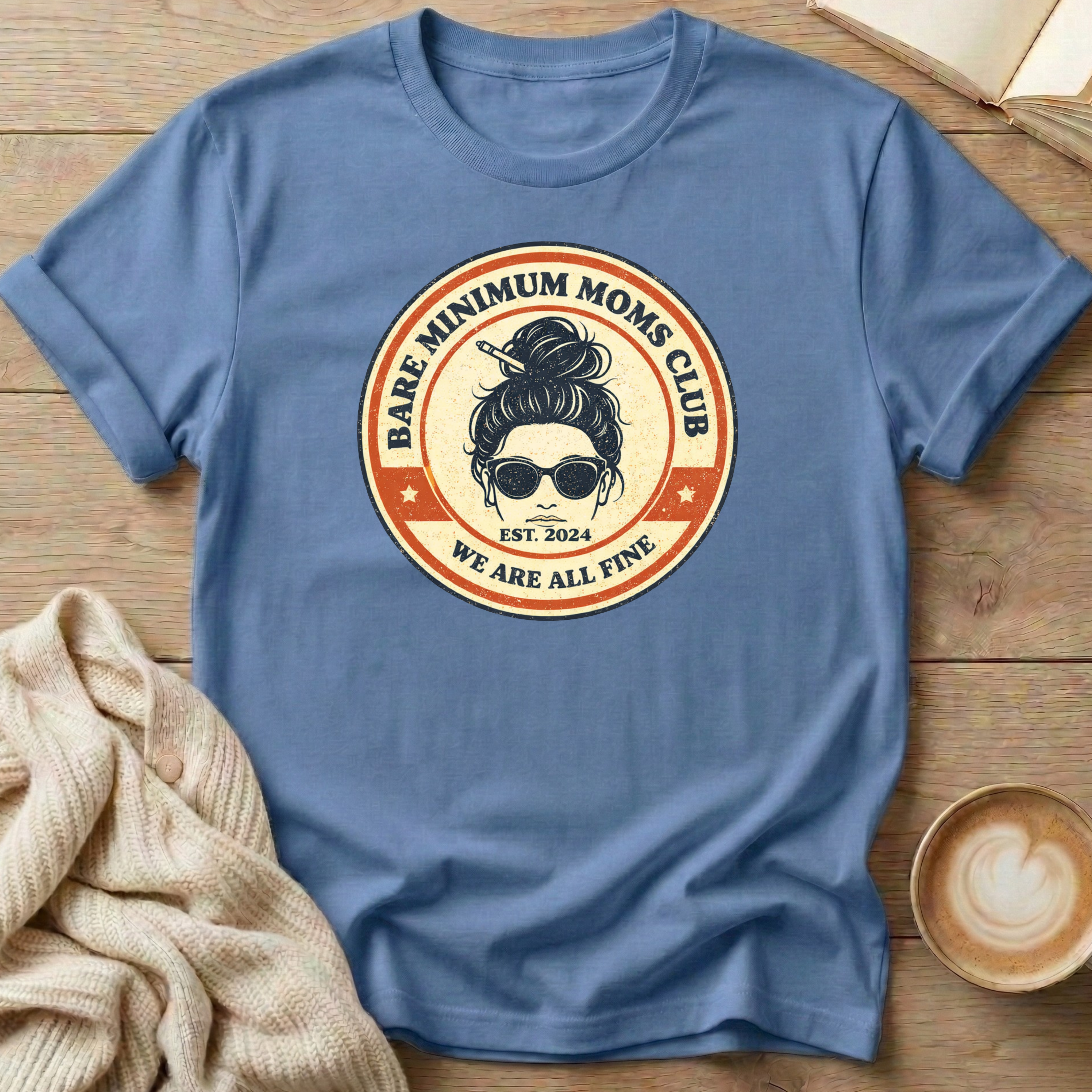 Messy Bun Bare Minimum Moms Club T-Shirt