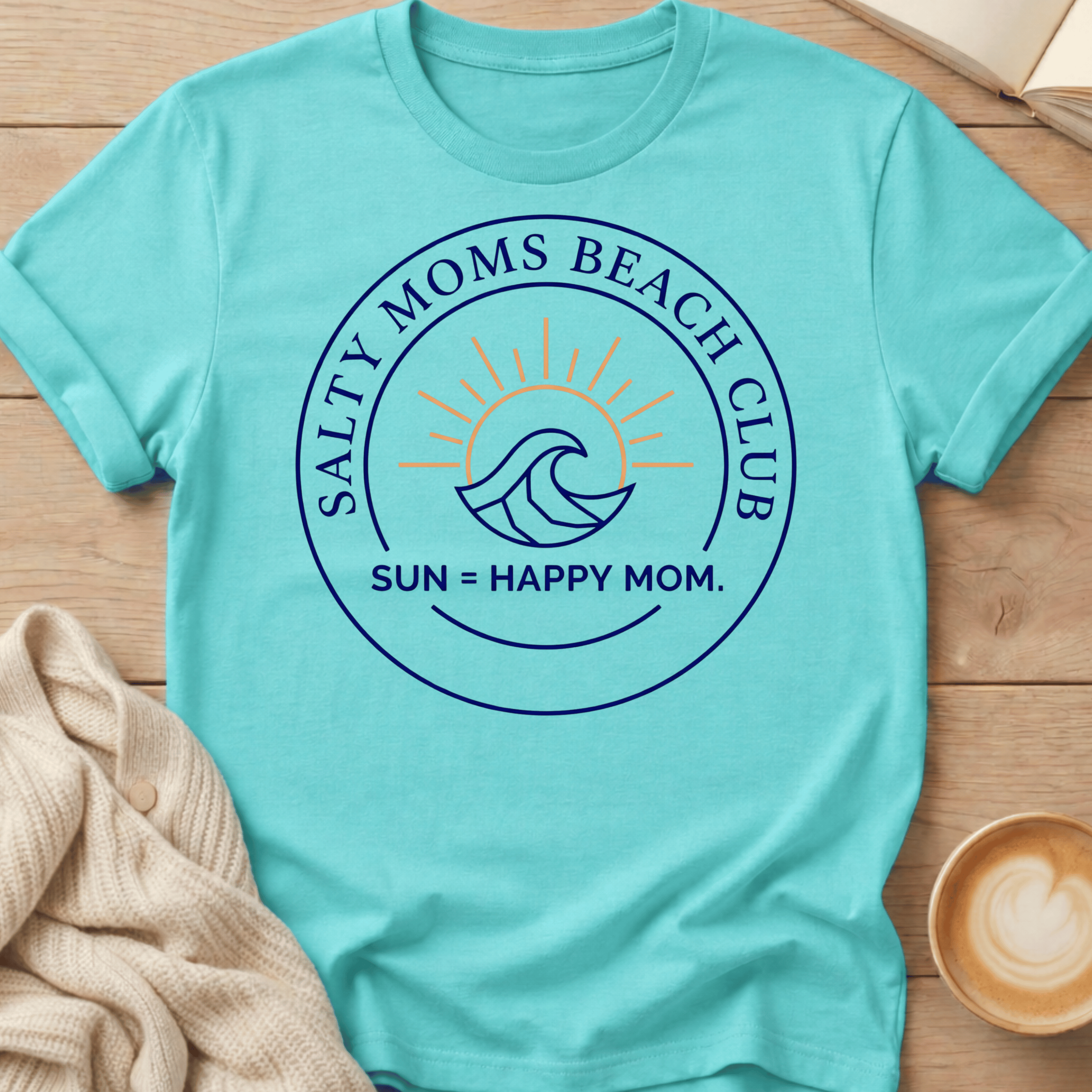 Salty Mom's Beach Club Sun = Happy Mom T-Shirt
