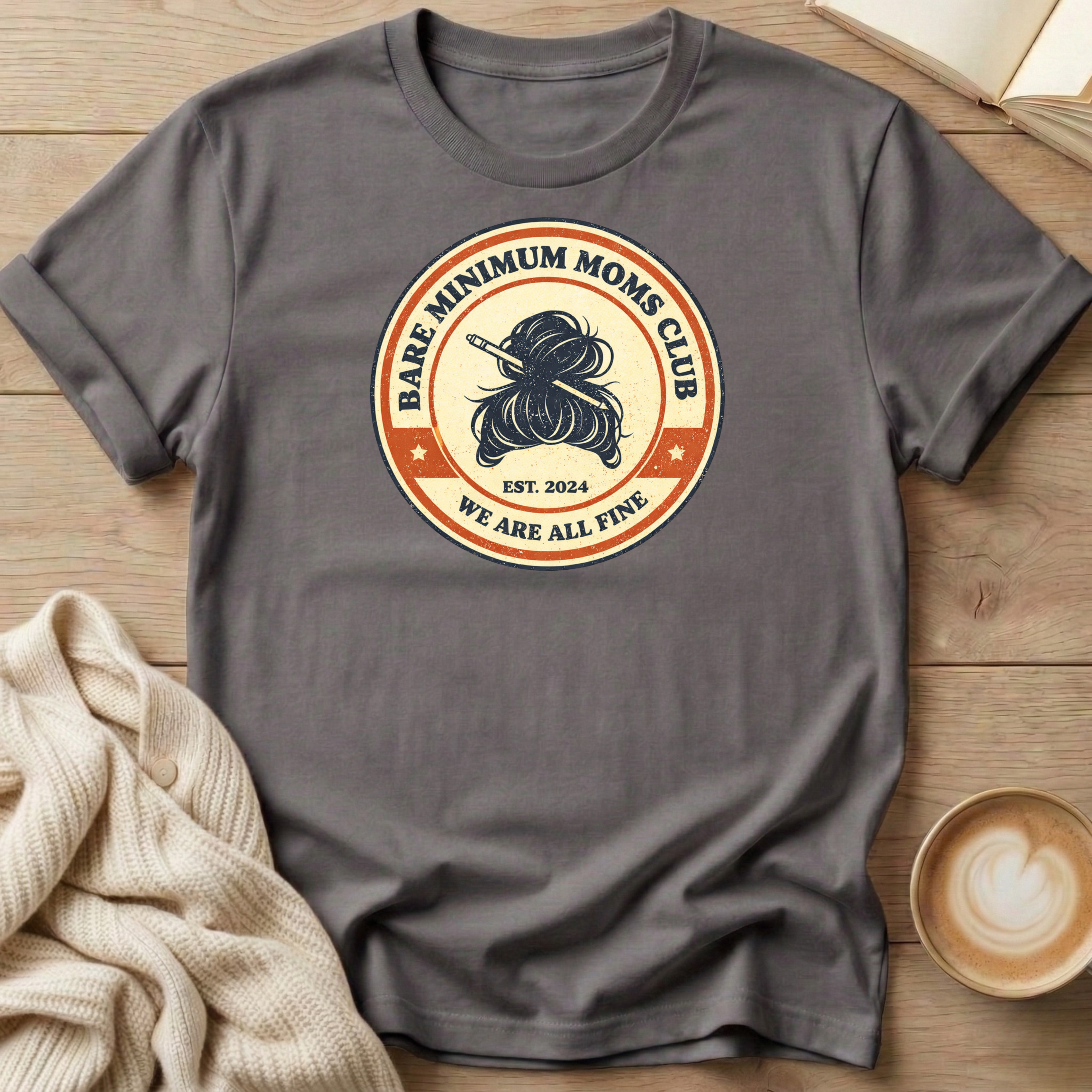 Messy Bun Bare Minimum Moms Club T-Shirt