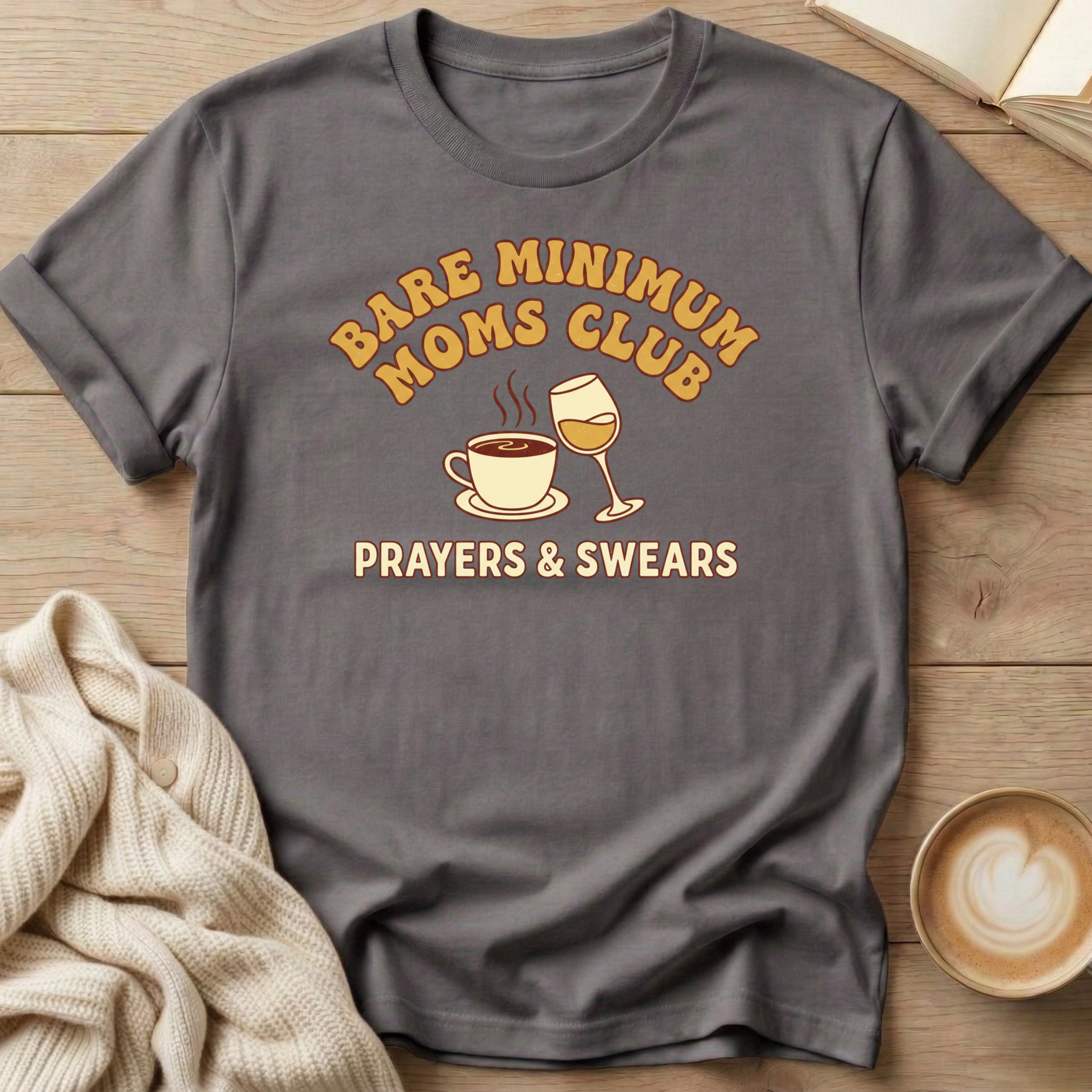 Bare Minimum Moms Club Wine and Coffee T-Shirt