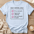 Daily Survival Goals Funny Checklist T-Shirt