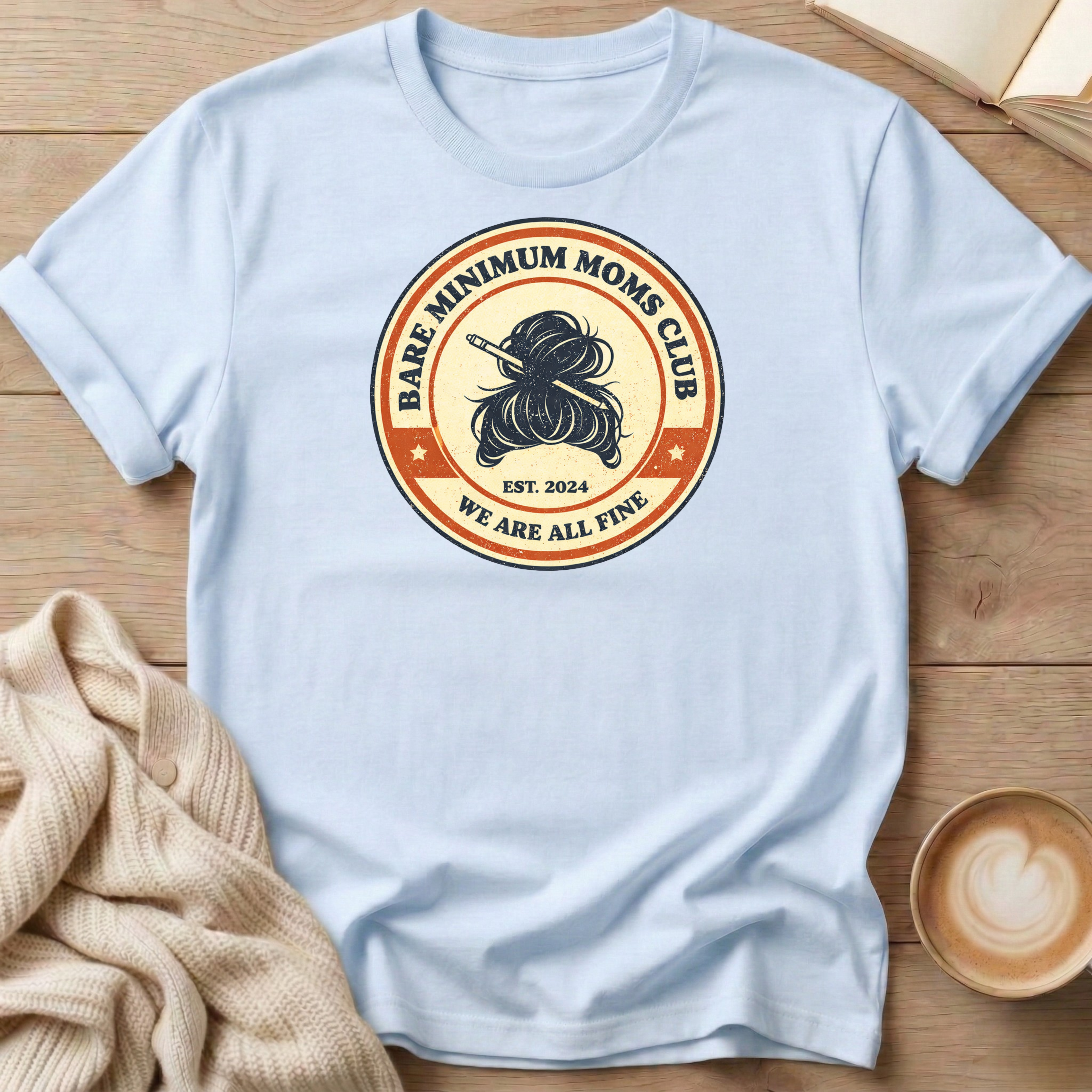 Messy Bun Bare Minimum Moms Club T-Shirt