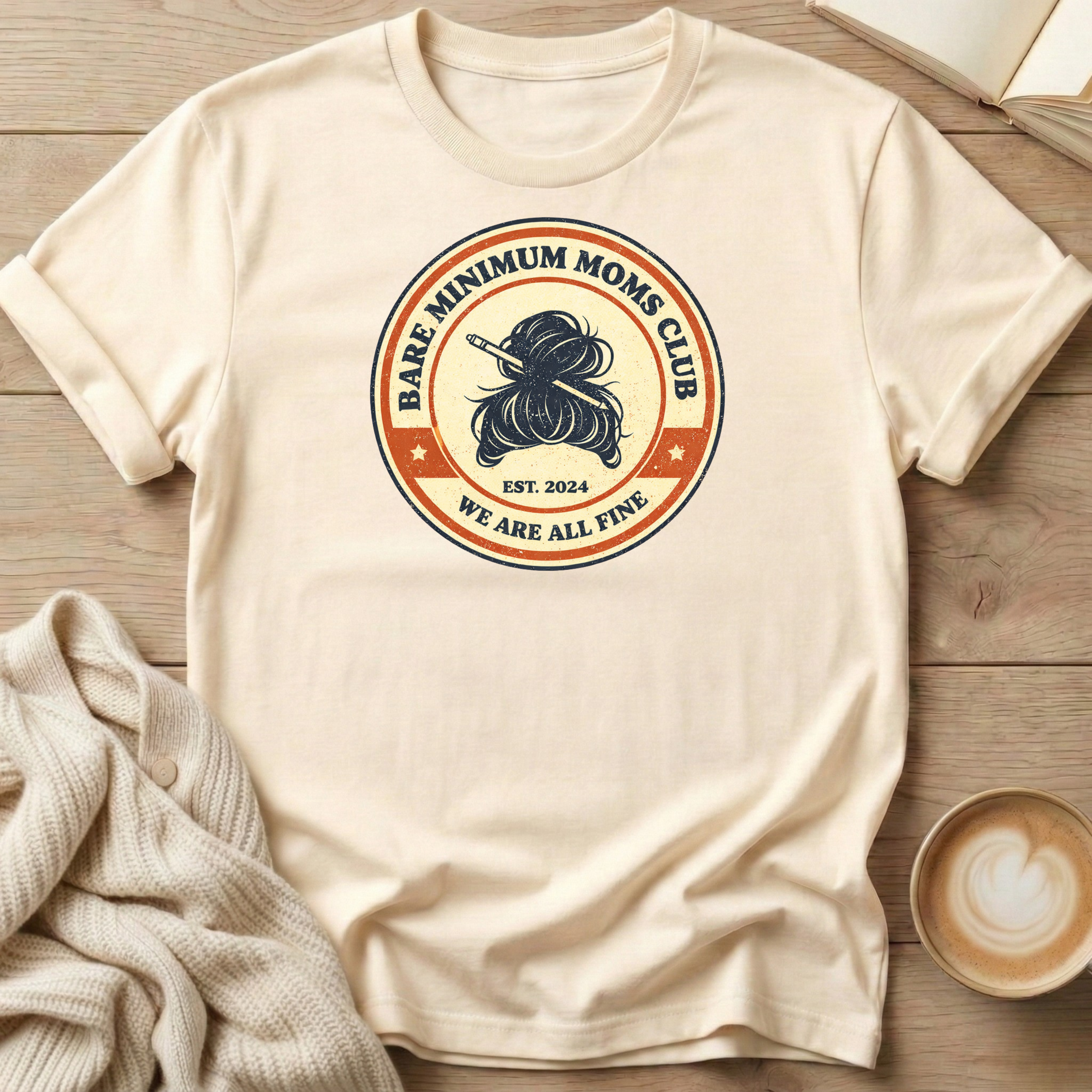 Messy Bun Bare Minimum Moms Club T-Shirt