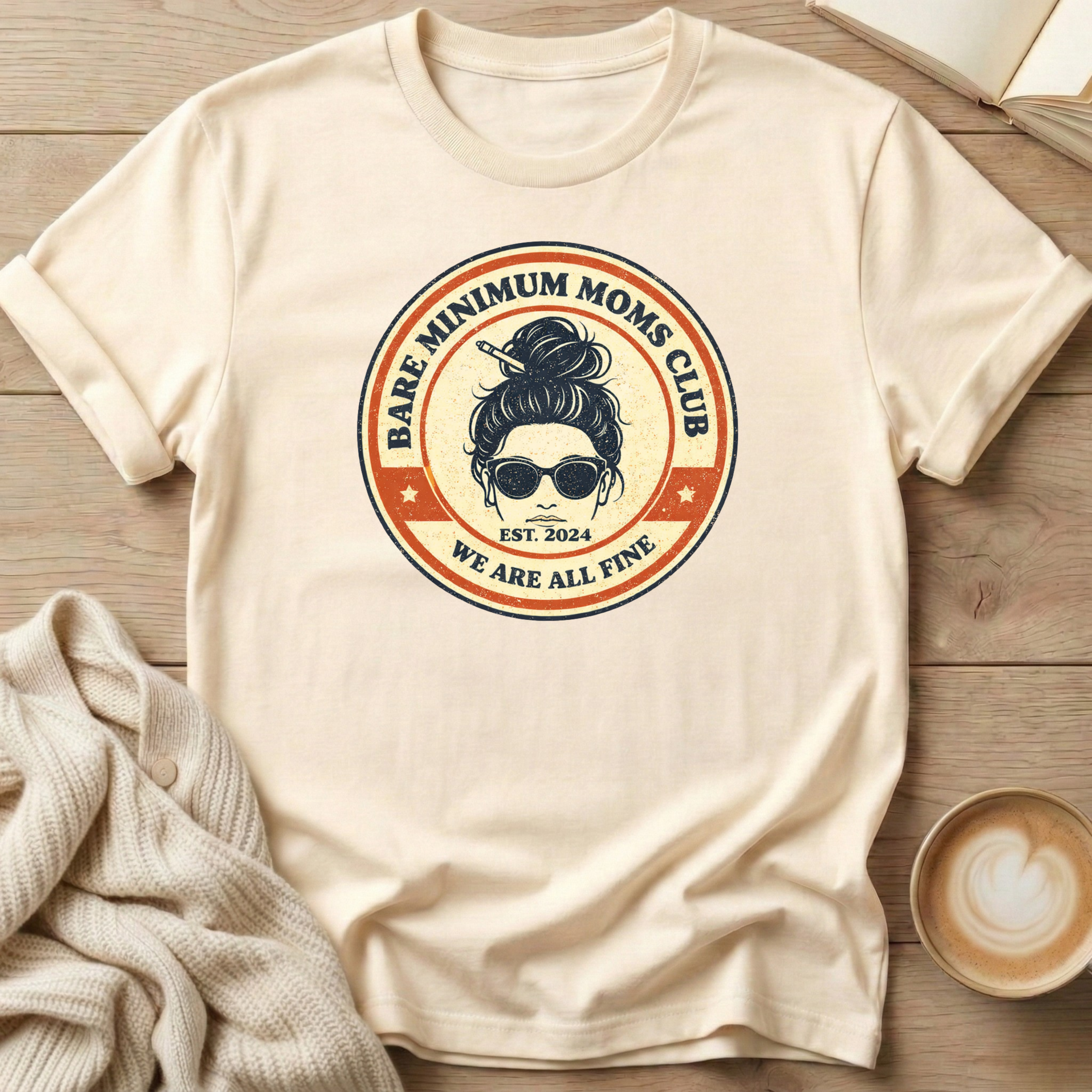 Messy Bun Bare Minimum Moms Club T-Shirt