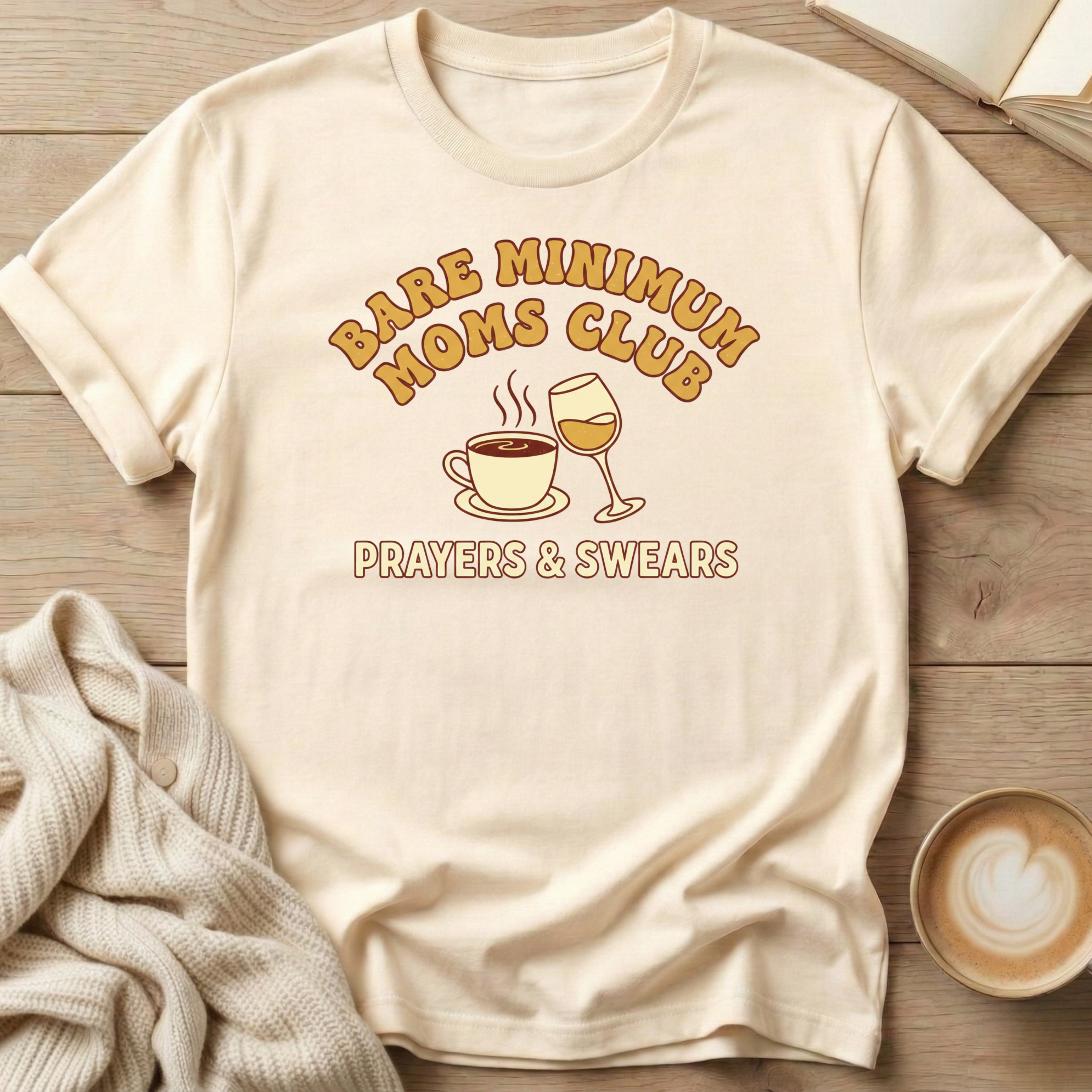 Bare Minimum Moms Club Wine and Coffee T-Shirt