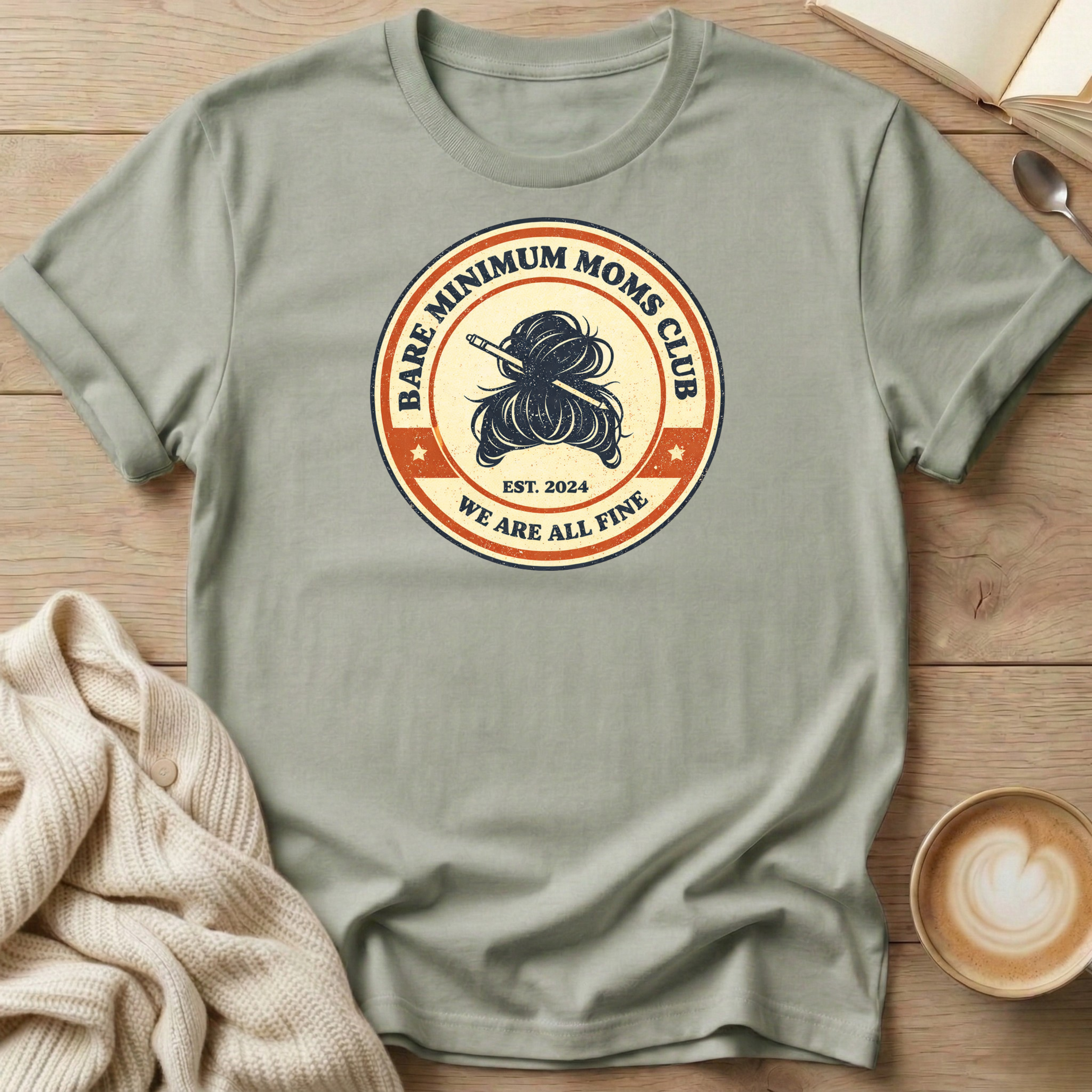 Messy Bun Bare Minimum Moms Club T-Shirt