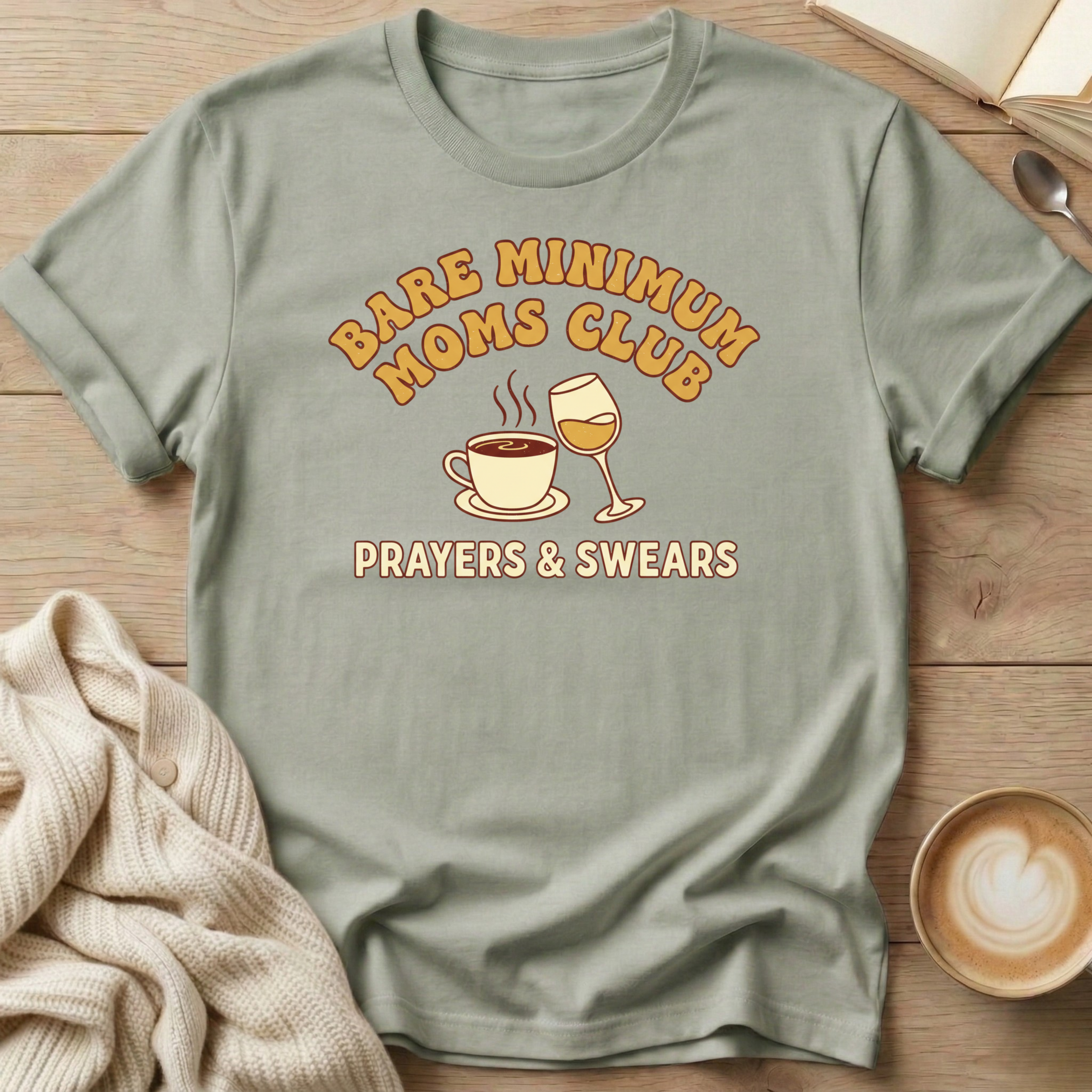 Bare Minimum Moms Club Wine and Coffee T-Shirt