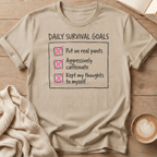 Daily Survival Goals Funny Checklist T-Shirt