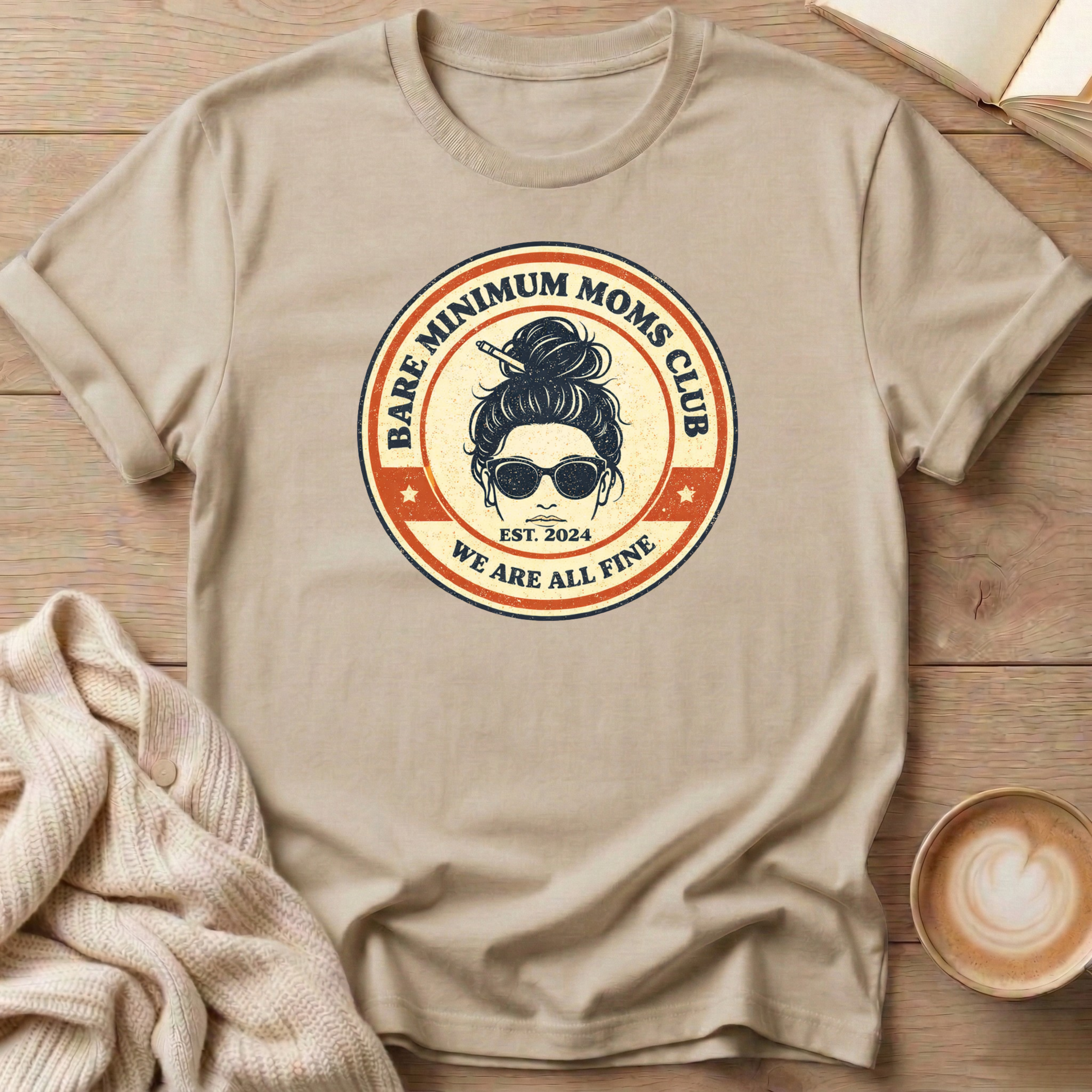 Messy Bun Bare Minimum Moms Club T-Shirt