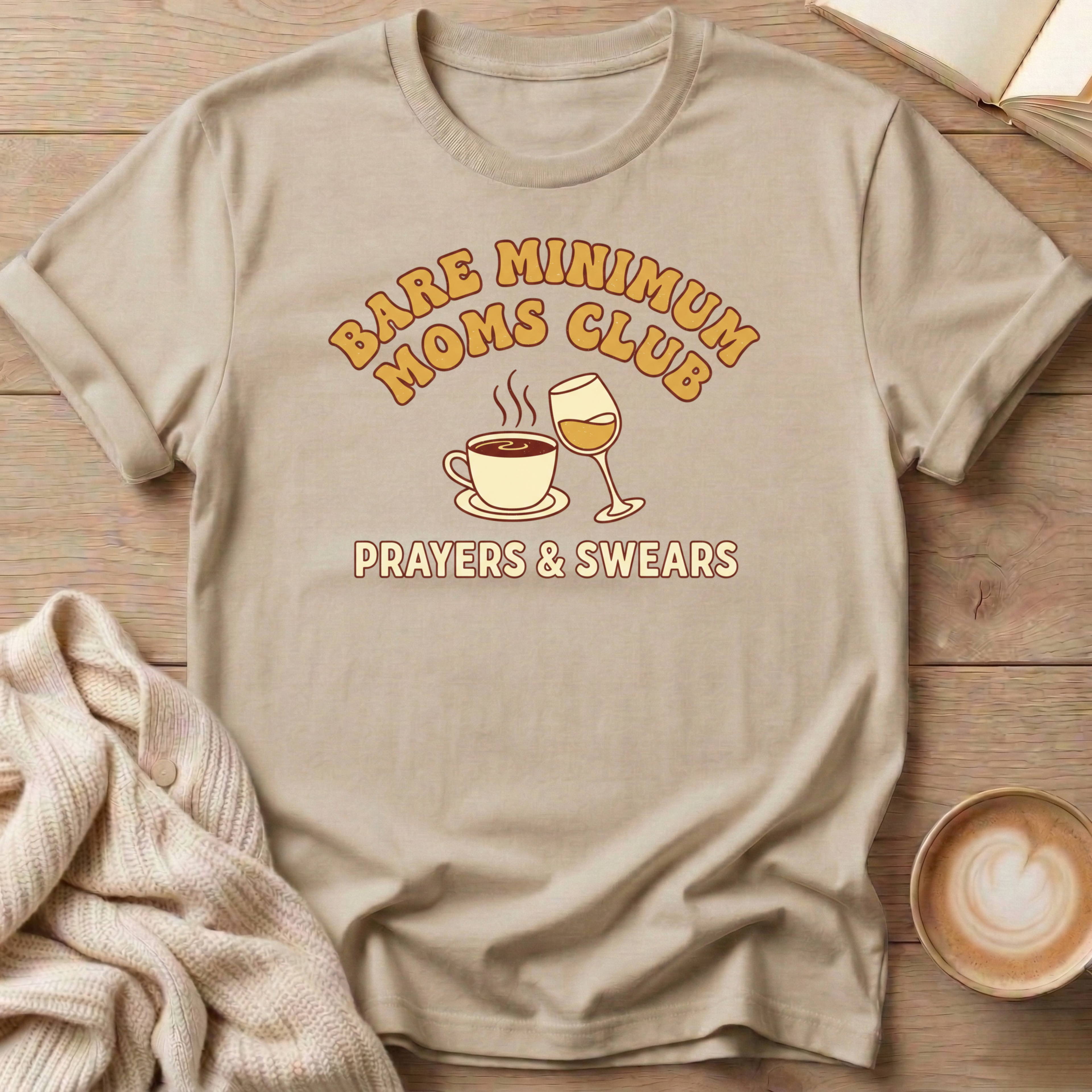 Bare Minimum Moms Club Wine and Coffee T-Shirt