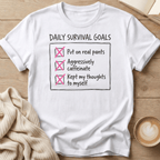 Daily Survival Goals Funny Checklist T-Shirt