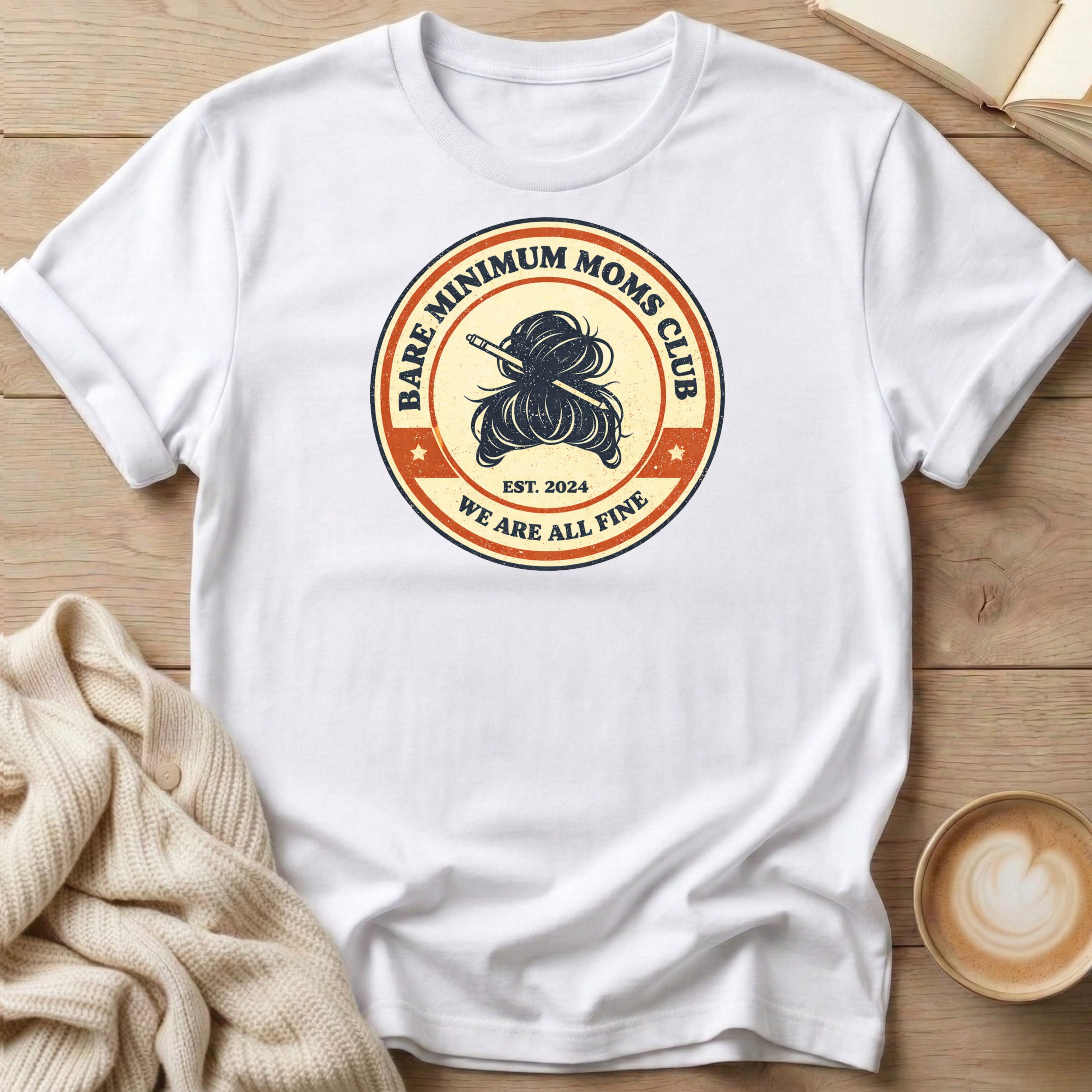 Messy Bun Bare Minimum Moms Club T-Shirt